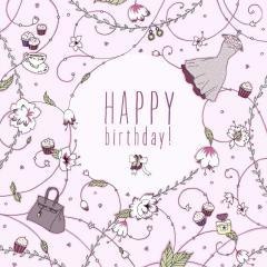 Karnet Swarovski kwadrat Urodziny różowe