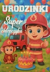 Karnet Urodziny chłopiec strażak