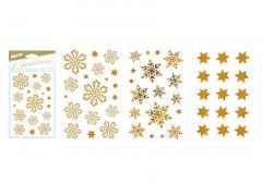 Naklejka BN śnieżynki złote 80x120mm mix