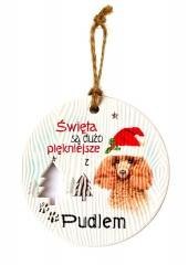 Zawieszka ceramiczna Boże Narodzenie Pudel