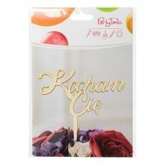 Drewniana dekoracja na patyczku - Kocham Cię