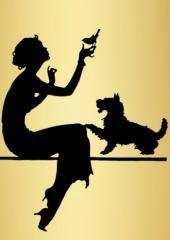 Karnet B6 brokat z kopertą Kobieta na złotym tle