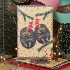 Karnet Święta Jeże i skarpety