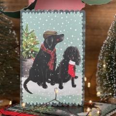 Karnet Święta Świąteczne psy przy choince