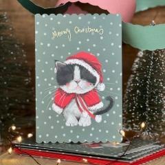 Karnet Święta Świąteczny kotek