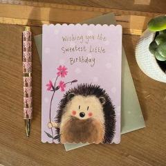 Karnet Urodziny Jeż i kwiat