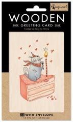 Karnet drewniany C6 + koperta Tort i kot