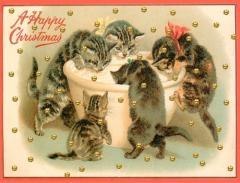 Karnet mini brokat z kopertą Święta Kotki