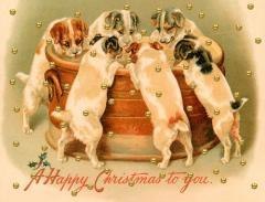 Karnet mini brokat z kopertą Święta Pieski