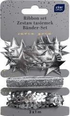 Zestaw tasiemek 3x1m Silver Satin Gold
