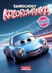 Kolorowanka. Samochody z naklejkami metalicznymi