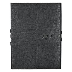 Notatnik wiązany ze sztucznej skóry czarny