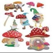 Dekoracje samoprzylepne papierowe 3D krasnale 8szt