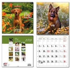 Kalendarz 2026 30x60 13 planszowy Psy Rasowe