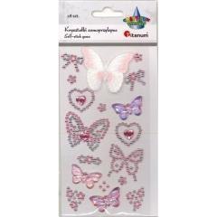 Kryształki samoprzylepne motyle różowe 18szt