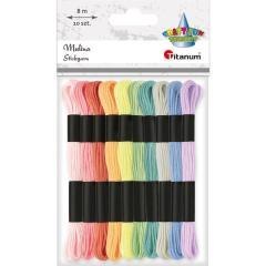 Mulina zestaw 10 kolorów pastelowych 8m