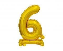 Balon foliowy B&C Cyfra stojąca 6, złota, 38 cm
