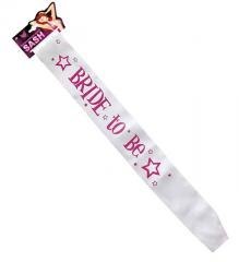 Biała satynowa szarfa na wieczór panieński