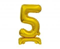 Balon foliowy B&C cyfra 5 stojący złoty 38cm