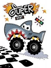 Diamentowa mozaika - Samochód rekin 15x20cm