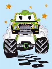 Diamentowa mozaika - Zielony samochodzik 15x20cm