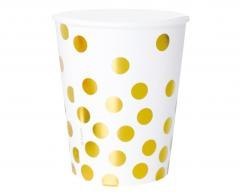 Kubeczki pap. białe Groszki złote 250ml 6szt