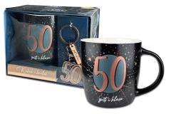 Kubek Denim z metalowym brelokiem - 50 urodziny