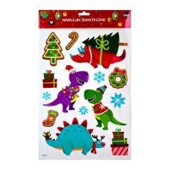 Naklejki świąteczne dinozaury Boże Narodzenie