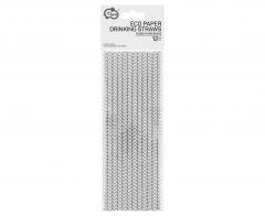 Rurki papierowe srebrne szlaczki 6x197mm 12szt