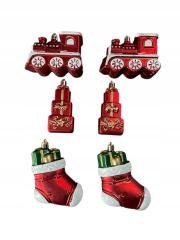 Bombki na choinkę 6szt Lokomotywa, Prezenty