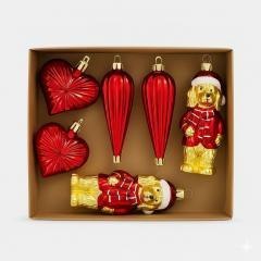 Bombki na choinkę 6szt Mikołaj, Serduszko