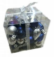 Bombki na choinkę nietłukące 50szt srebrne, granat