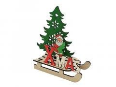 Bałwanek drewniany na saniach 20x18cm