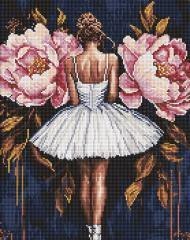 Diamentowa mozaika - Baletnica z piwoniami 40x50cm