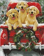 Diamentowa mozaika - Psia przejażdżka 40x50cm