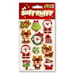 Naklejki puffy Christmas Santa and Reindeer
