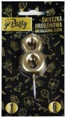Świeczka urodzinowa 8 Metaliczna złota