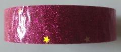 Taśma brokatowa z gwiazdkami różowa 18mmx2m