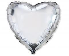 Balon foliowy 46cm Serce srebrne