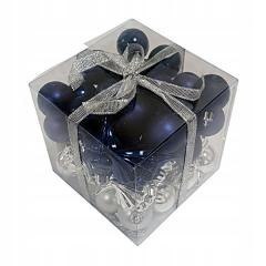 Bombki na choinkę nietłukące 50szt srebrne, granat