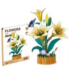 DIY drewniane kwiatki 3D lilie