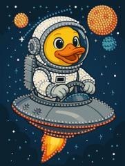 Diamentowa mozaika - Kaczka w kosmosie 15x20cm