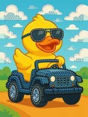 Diamentowa mozaika - Kaczka za kierownicą 15x20cm