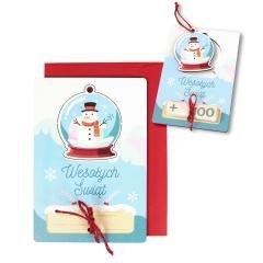 Karnet drewniany Boże Narodzenie Bałwan