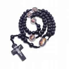 Różaniec drewniany czarny - Jezu ufam Tobie