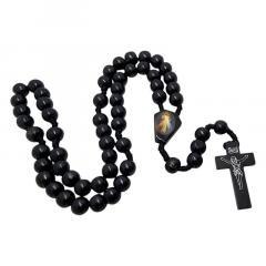 Różaniec drewniany czarny - Jezu ufam Tobie
