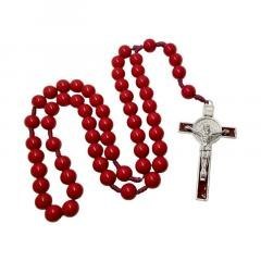 Różaniec plasik duży paciorek czerwony