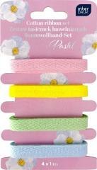Zestaw tasiemek bawełnianych 4x1m Pastel