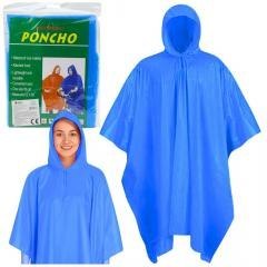 Peleryna przeciwdeszczowa z kapturem niebieska