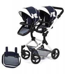 Wózek dla lalek bliźniaczych Twin Neo niebieski